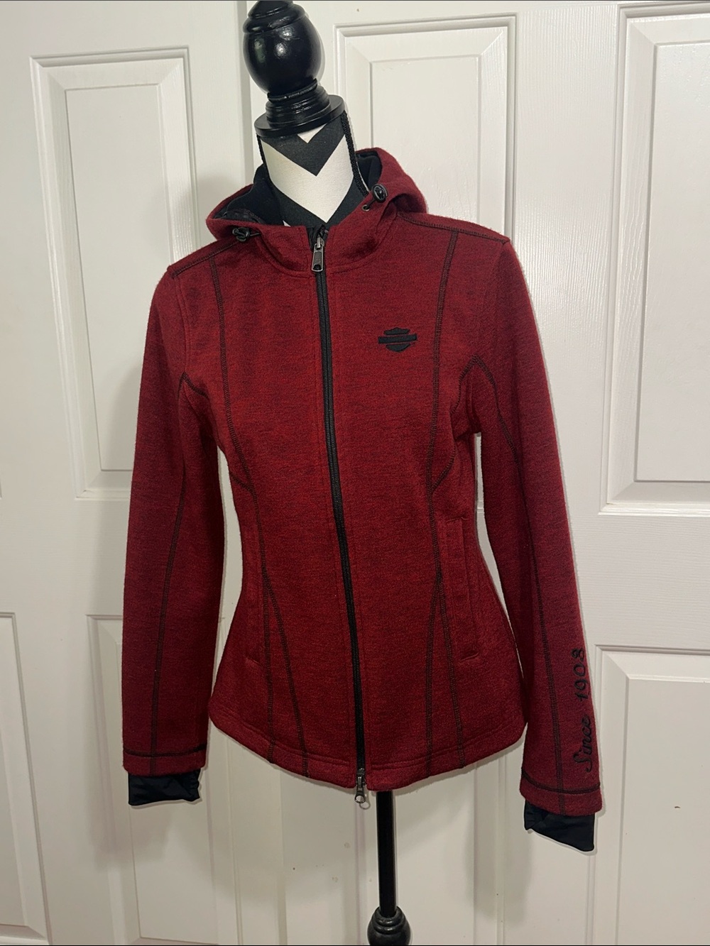 Harley-Davidson Women's Maroon Hooded Zip Utility Jacket